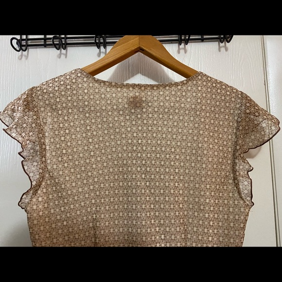 G.C Sz 16 Believe… light brown sheer V-neck dress w dark lining underneath. - Picture 5 of 8